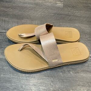 reef sandals women’s 10 Rose Gold Metallic Flip Flop Beach Vacation Travel Boho